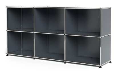 USM Haller Sideboard 50, individualisierbar, Mittelgrau RAL 7005, Offen, Offen
