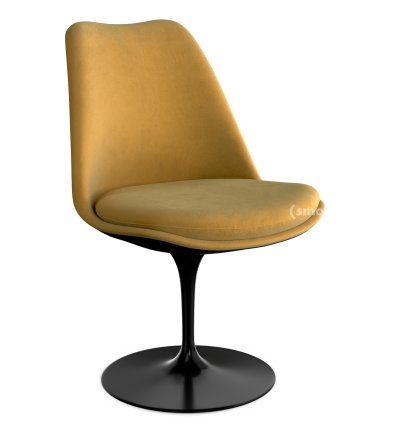 Saarinen Tulip Stuhl, drehbar, gepolsterte Innenschale und Sitzkissen, schwarz, Gold (Eva 154)
