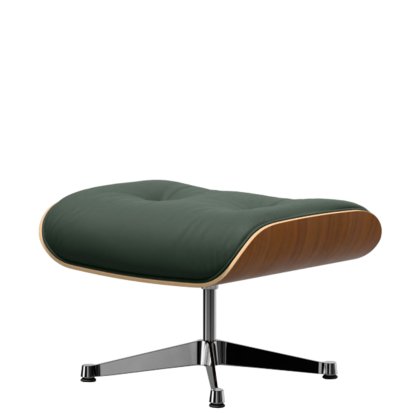 Eames Lounge Chair Ottoman, Nussbaum natur, Leder Premium F jade, Aluminium poliert