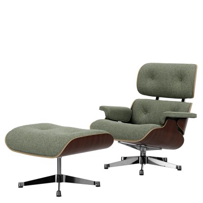 Lounge Chair & Ottoman Nubia, Elfenbein forest / Nussbaum, dunkel