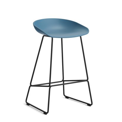 About A Stool AAS 38 Barhocker, Küchenvariante: Sitzhöhe 64 cm, Stahl pulverbeschichtet schwarz, Azure blue 2.0
