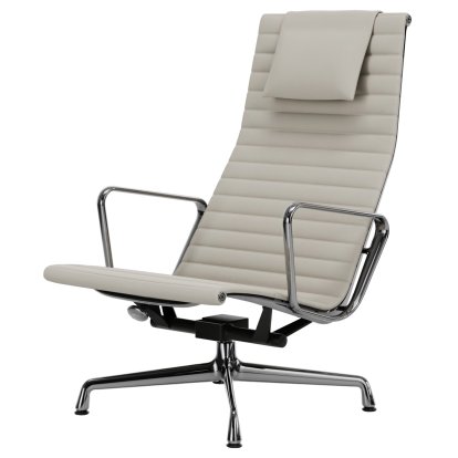 Aluminium Chair EA 124, Poliert, Leder (Standard), Snow