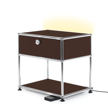 USM Haller E Nachttisch mit dimmbarem Licht, USM braun