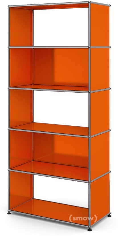 USM Haller Wohnzimmer Regal M, 2 Rückwände, Reinorange RAL 2004