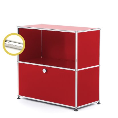 USM Haller E Sideboard M mit Fachbeleuchtung, USM rubinrot, Kaltweiß