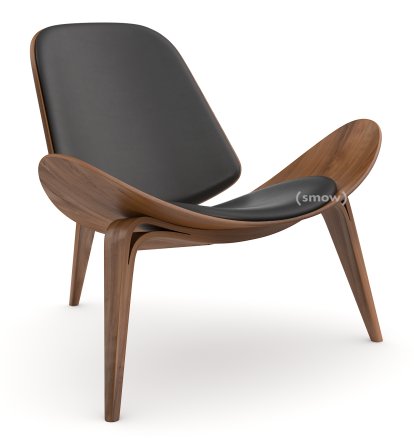 CH07 Shell Chair, Nussbaum geölt, Leder anthrazit