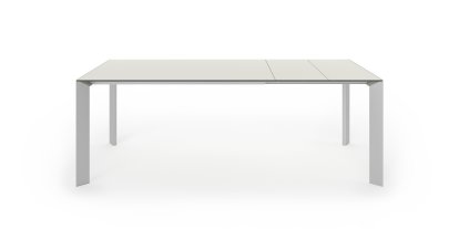 Nori Esstisch, Laminat sandgrau, L 139-214 x B 90 cm, Aluminium eloxiert