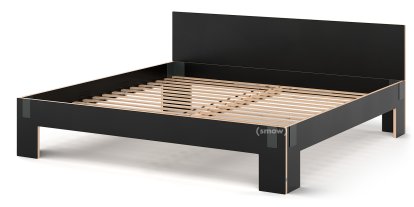 Tagedieb, 200 x 200 cm, Mit Kopfteil, FU (Sperrholz, Birke) schwarz, Anthrazitgrau, Mit Roll-Lattenrost