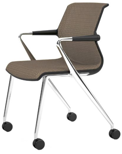Unix Chair Vierbeinfuß mit Rollen, Diamond Mesh mauve grau, Basic dark, Aluminium poliert