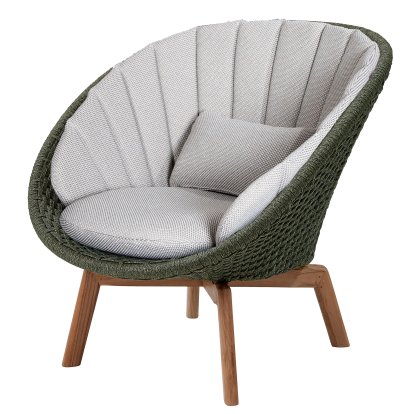 Peacock Loungesessel, Medium flat soft Rope - Dark green, Focus - Light grey