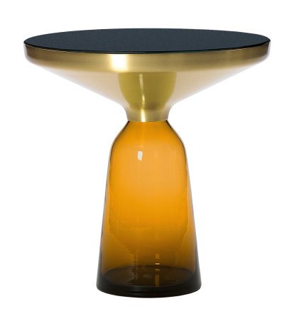 Bell Side Table, Messing, klar lackiert, Bernstein-orange