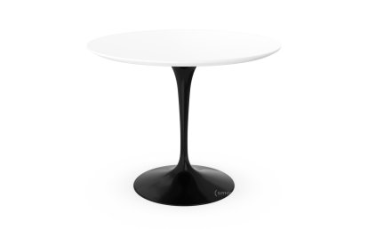 Saarinen Esstisch rund, 91 cm, schwarz, Laminat weiß