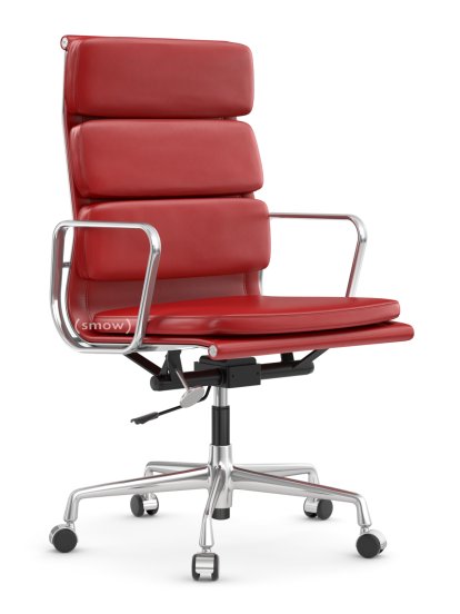 Soft Pad Chair EA 219, Poliert, Leder Standard rot, Plano poppy red, Hart für Teppichboden