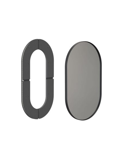 Unu Spiegel mit LED Beleuchtung oval (Set), H 100 x B 60 cm, Schwarz matt