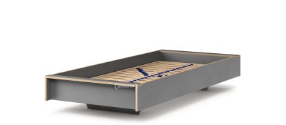 Flai Bett, 90 x 200, Ohne Kopfteil, CPL anthrazit, Mit Lattenrost