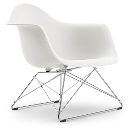 Eames Plastic Armchair RE LAR, Weiß non-RE, Ohne Polsterung, Verchromt