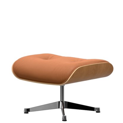 Eames Lounge Chair Ottoman, Kirsche natur, Leder Premium F cognac, Aluminium poliert