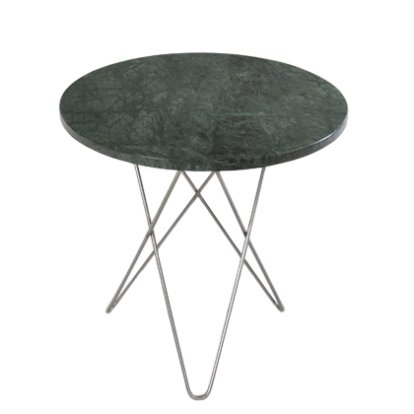 Tall Mini O Table, Grün Indio, Edelstahl