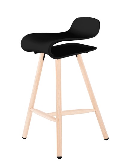 BCN Barhocker Wood, Schwarz, Buche