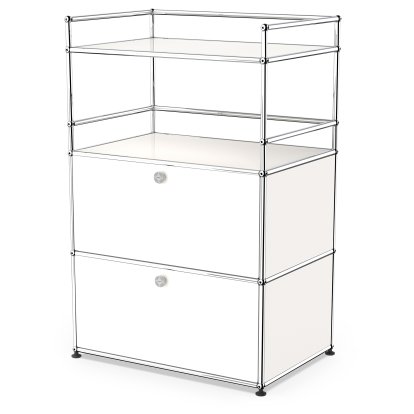 USM Haller Bar Highboard, Reinweiß RAL 9010, Mit 2 Klappen