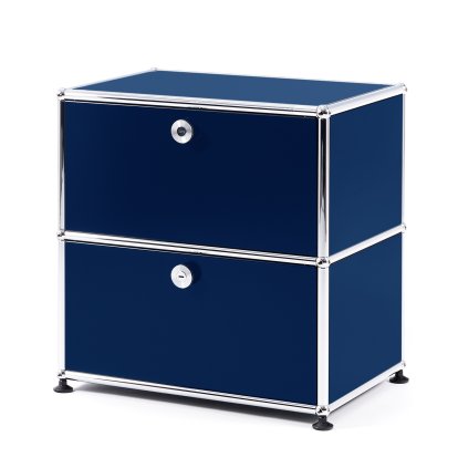 USM Haller Nachttisch mit 2 Klapptüren, Stahlblau RAL 5011