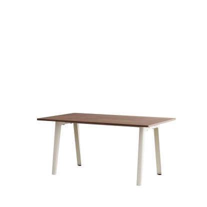 New Modern Esstisch rechteckig, Metall/Holz, 160 x 95 cm, Walnussfurnier, Cremeweiß
