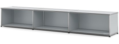 USM Haller Lowboard XL, individualisierbar, USM mattsilber, Offen, 35 cm