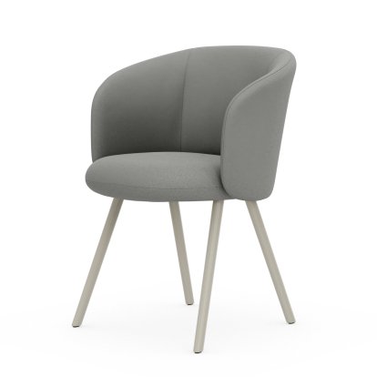 Mikado Armchair, Aluminium pulverbeschichtet kreidefarben, Plano, Cremeweiß / sierragrau, Gleiter für Teppichboden