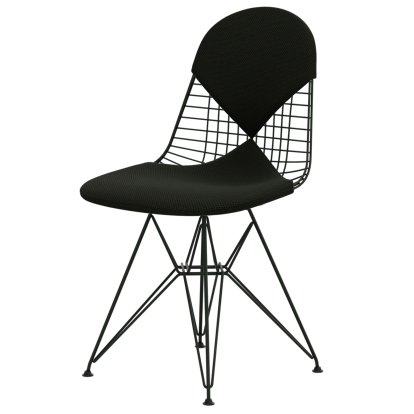 Wire Chair DKR , Pulverbeschichtet dark green, Sitz- und Rückenkissen (Bikini), Apollo forest / schwarz