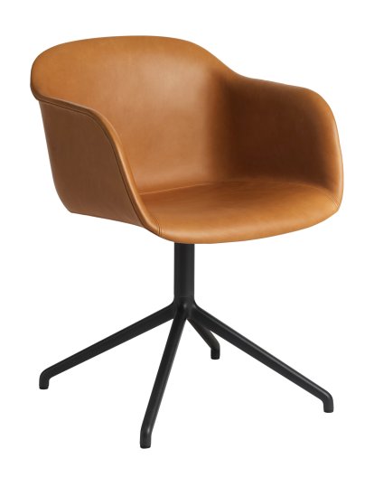 Fiber Armchair Swivel, Leder cognac