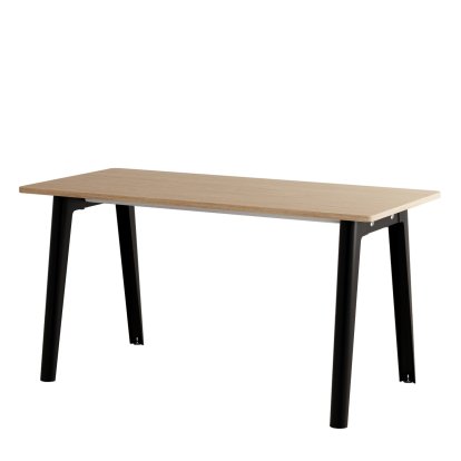 New Modern Schreibtisch, Metall/Holz, 150 x 70 cm, Ohne Aufbewahrungsmodul, Graphitschwarz
