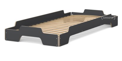 Details Müller Small Living Stapelliege Stapelliege, 90 x 200, CPL anthrazit, Kanten geölt und gewachst, Rollbar