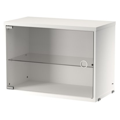 String System Schrankelement mit Glasschwenktür, Weiß lackiert