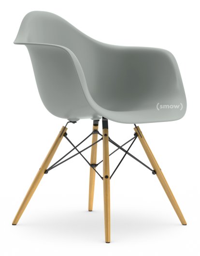 Eames Plastic Armchair DAW, Hellgrau, Ohne Polsterung, Ohne Polsterung, Standardhöhe - 43 cm, Esche honigfarben