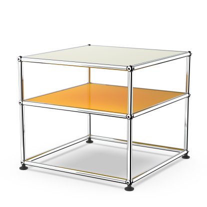 USM Haller Beistelltisch Typ II, Lackiertes Glas, Goldgelb RAL 1004
