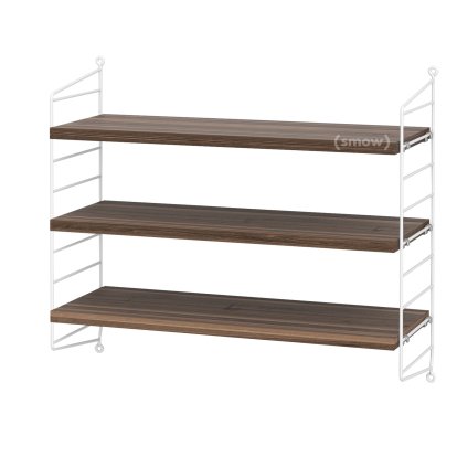 String System Wandregal S, 20 cm, Weiß, Walnussfurnier