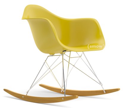Eames Plastic Armchair RE RAR, Senf, Verchromt, Ahorn gelblich