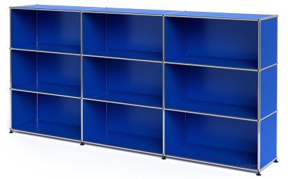 USM Haller Highboard XL, individualisierbar, Enzianblau RAL 5010, Offen, Offen, Offen