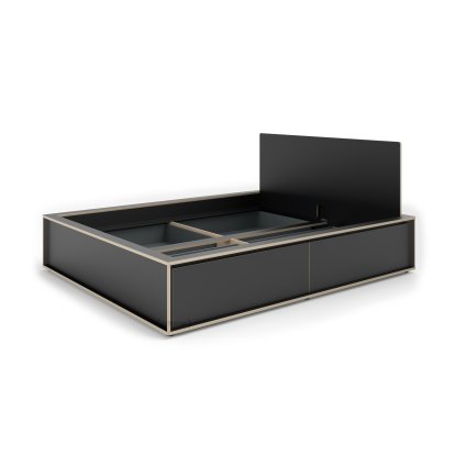 Spaze Bett, 160 x 200, Mit Kopfteil, 4, CPL schwarz matt