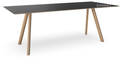 Copenhague Table CPH30, L 200 x B 90 x H 74, Eiche lackiert, Linoleum schwarz