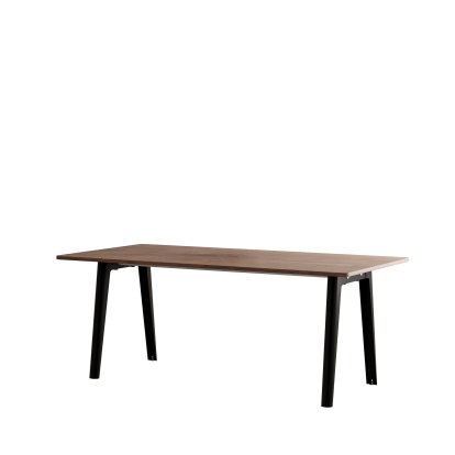 New Modern Esstisch rechteckig, Metall/Holz, 190 x 95 cm, Walnussfurnier, Graphitschwarz