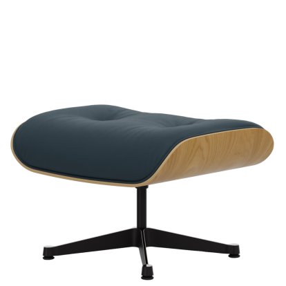 Lounge Chair Ottoman, Kastanie natur, Leder Premium F rauchblau, Aluminium poliert, Seiten schwarz