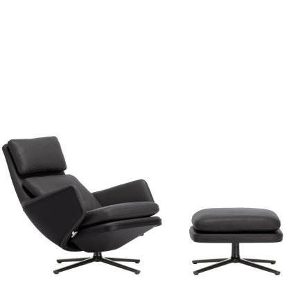Grand Relax Loungesessel, Mit Ottoman, Leder Premium F, nero, Basic dark, 41,5 cm