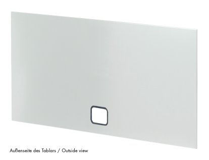 USM Haller Tablar mit Kabeldurchlass, 50 x 35 cm, Lichtgrau RAL 7035, Unten mittig