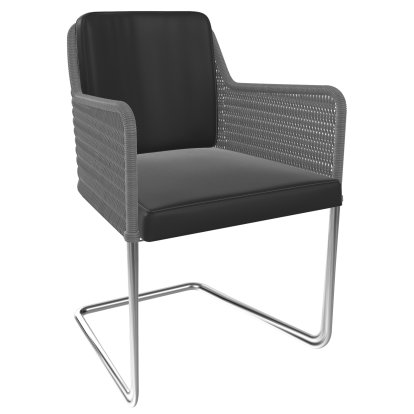 D43, Geflecht I - grau, Leder - schwarz, Chrom