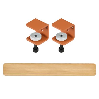 Tiptoe Wandregal Eiche massiv, Wandregal 150 cm, Tangerinenrot