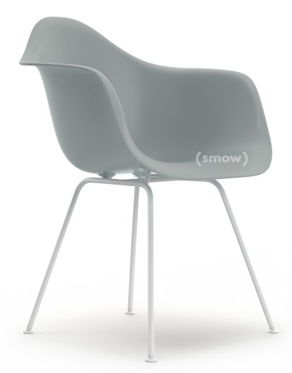 Eames Plastic Armchair DAX, Hellgrau, Ohne Polsterung, Ohne Polsterung, Standardhöhe - 43 cm, Beschichtet weiß