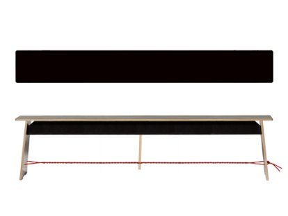 Langer Max, 43 x 180 x 30 cm, FU schwarz, Schwarz und rot