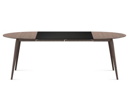 PLAYdinner Round, Eiche geräuchert, Mit zwei Einlegeplatten (L 120-220 cm), MDF schwarz