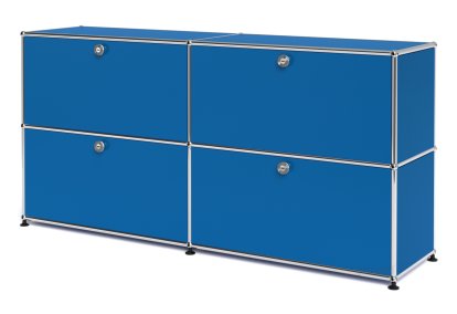 USM Haller Sideboard L, individualisierbar, Enzianblau RAL 5010, Mit 2 Klappen, Mit 2 Klappen
